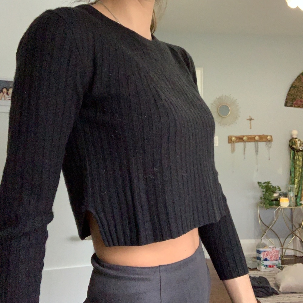 Black rubbed wool & linen pull over